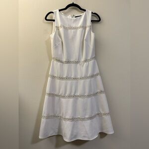 Lauren Ralph Lauren‎ A-Line White Sleeveless Dress with Lace - 4